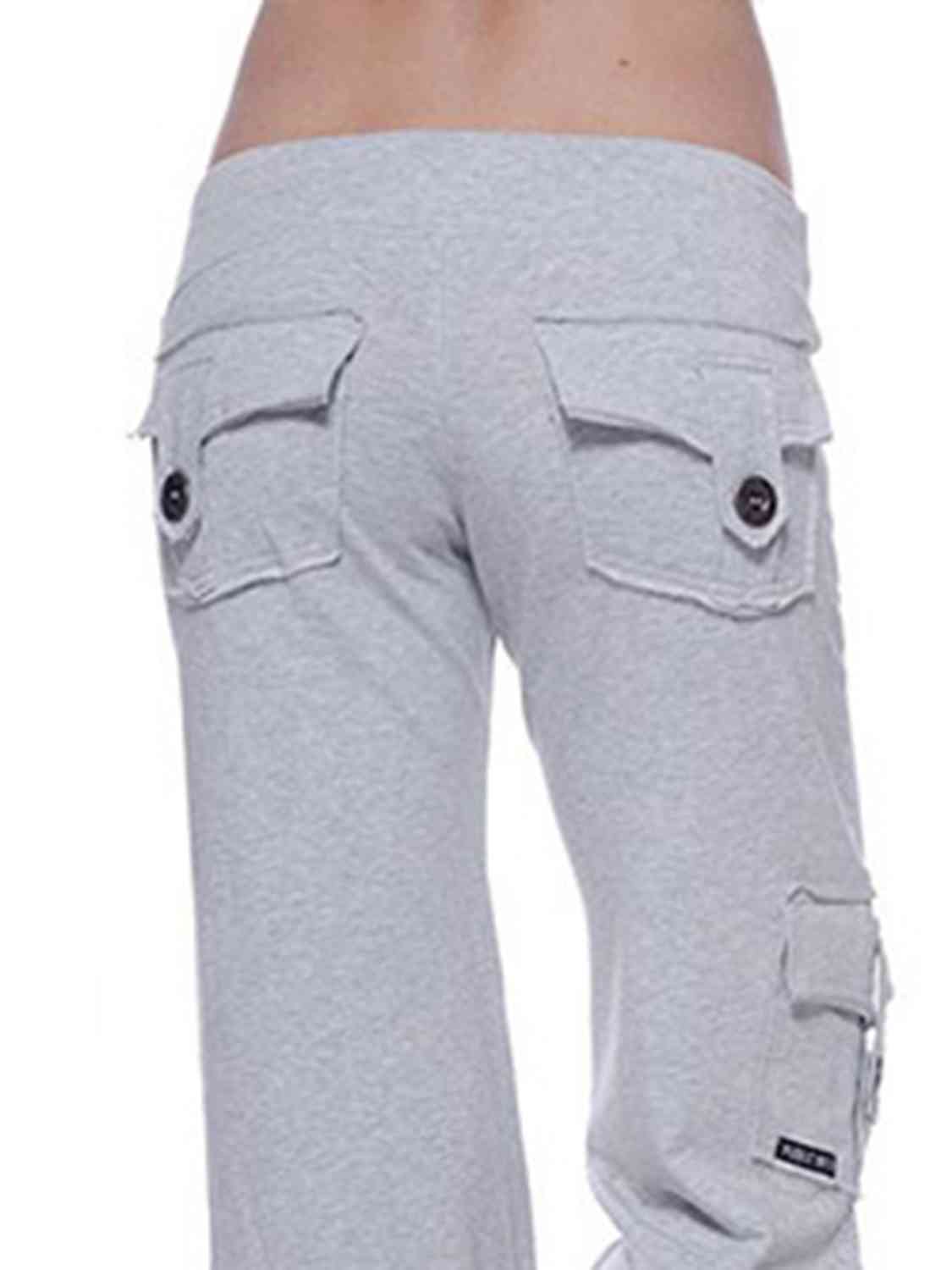 Mid Waist Pants with Pockets Bazaarbey