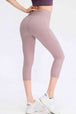 Wide Waistband Cropped Active Leggings with Pockets Bazaarbey