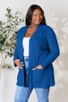 Ribbed Open Front Cardigan with Pockets Bazaarbey