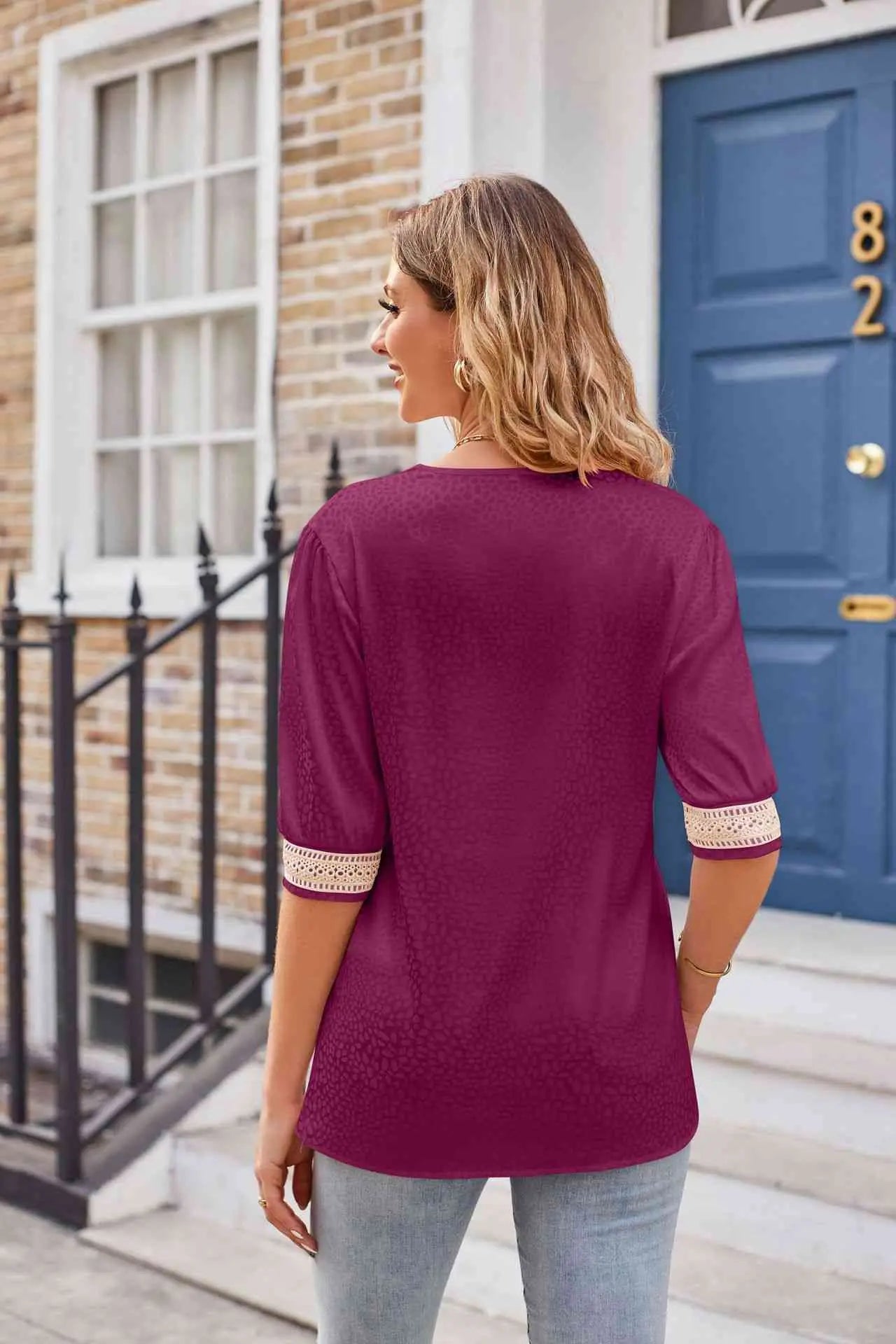 Printed  V-Neck Tee Bazaarbey