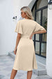Tie Waist Flutter Sleeve Surplice Dress Bazaarbey