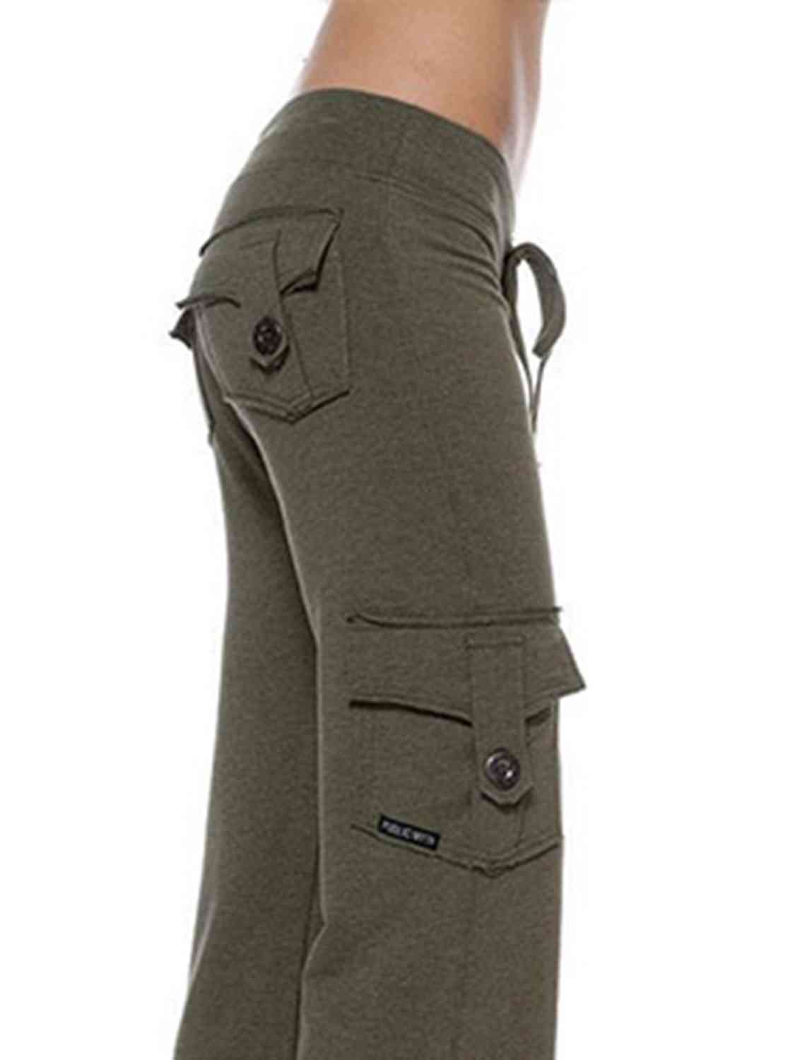 Mid Waist Pants with Pockets Bazaarbey
