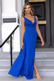 Twisted Slit Plunge Maxi Dress Bazaarbey