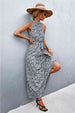 Printed Sleeveless Tie Waist Maxi Dress Bazaarbey