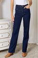 Raw Hem Straight Leg Jeans with Pockets Trendsi