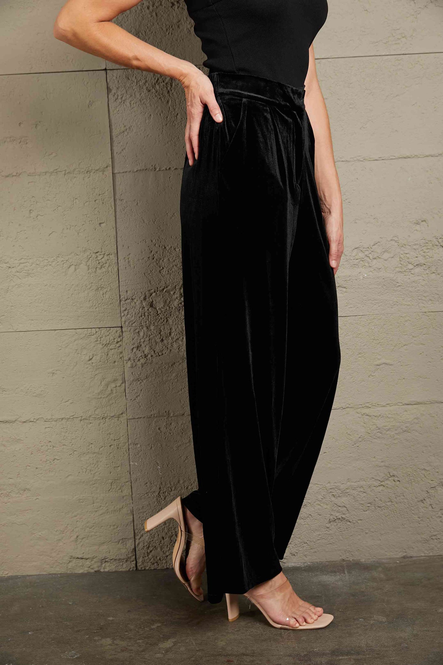 Loose Fit High Waist Long Pants with Pockets Bazaarbey