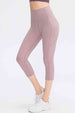 Wide Waistband Cropped Active Leggings with Pockets Bazaarbey