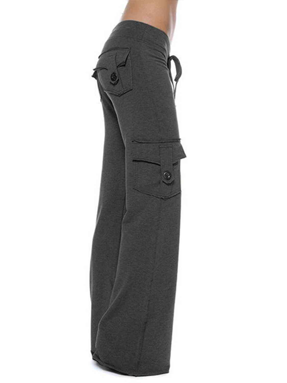 Mid Waist Pants with Pockets Bazaarbey