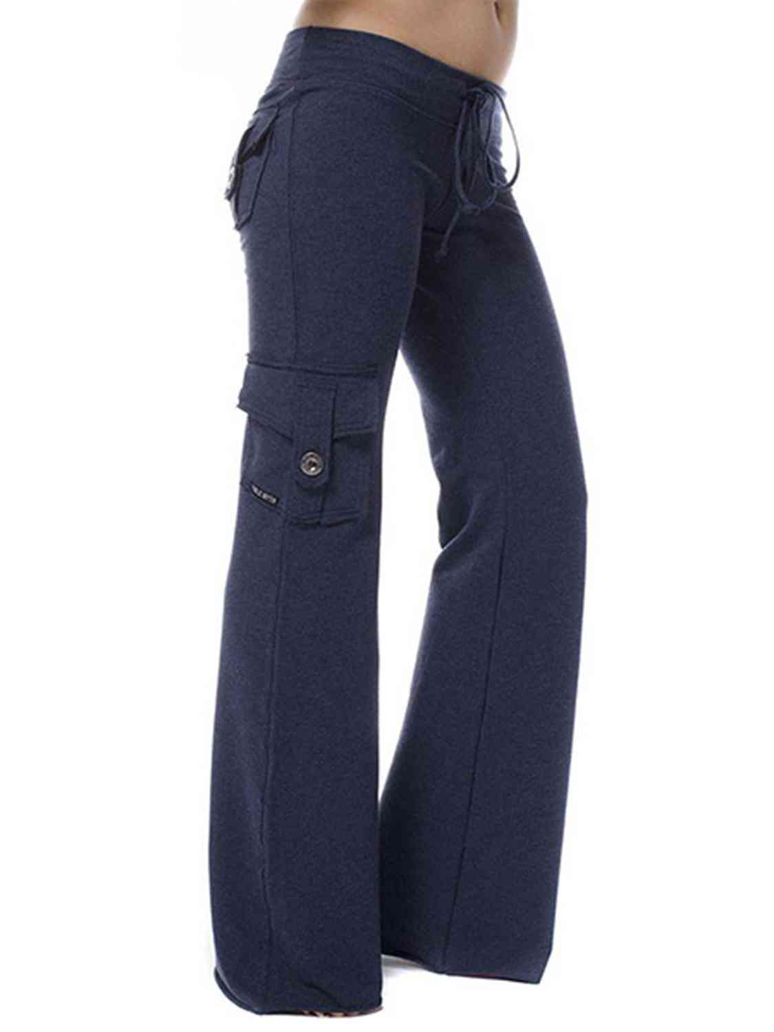 Mid Waist Pants with Pockets Bazaarbey