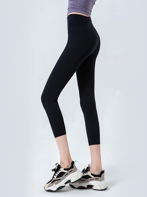 Wide Waistband Cropped Sports Leggings Bazaarbey