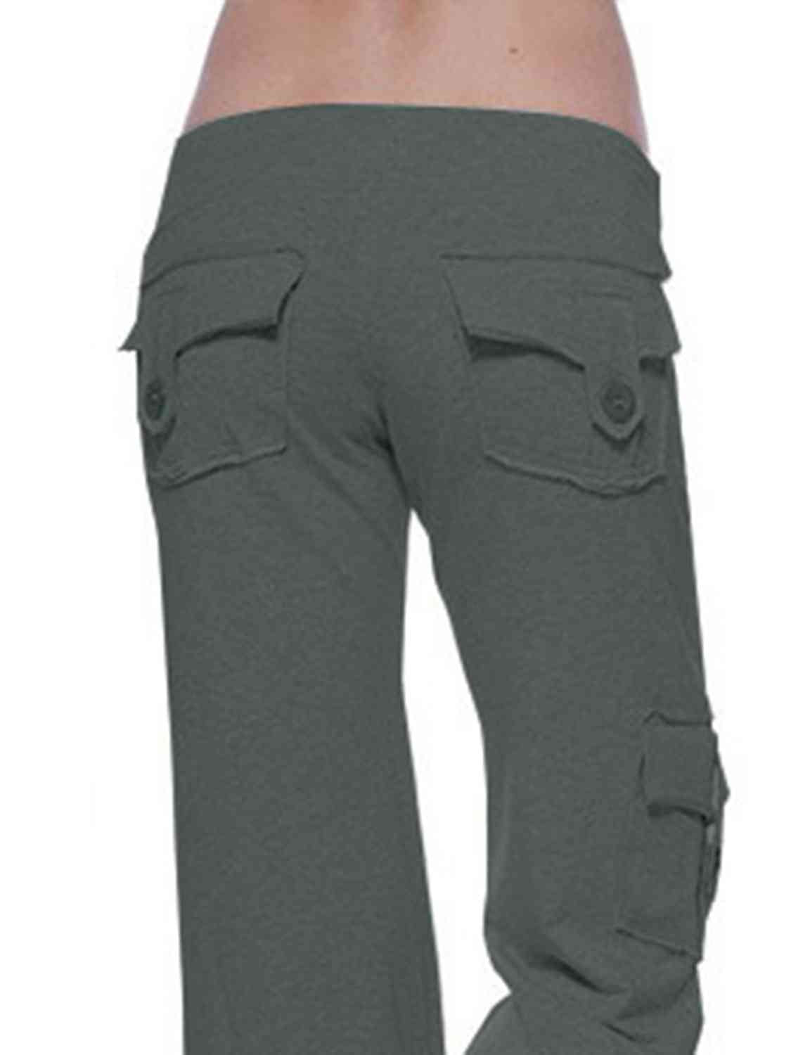 Mid Waist Pants with Pockets Bazaarbey