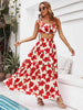 Floral Tie Shoulder Top and Tiered Maxi Skirt Set Bazaarbey