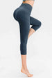 Wide Waistband Cropped Active Leggings with Pockets Bazaarbey