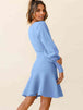 Round Neck Lantern Sleeve Sweater Dress Bazaarbey