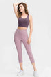 Wide Waistband Cropped Active Leggings with Pockets Bazaarbey