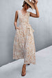 Printed V-Neck Tie Waist Maxi Dress Bazaarbey