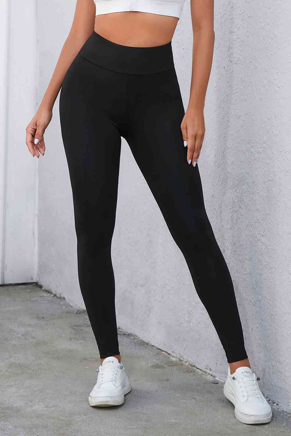 Crisscross Detail Wide Waistband Leggings Bazaarbey
