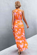 Printed Sleeveless Tie Waist Maxi Dress Bazaarbey