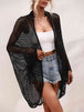 Openwork Open Front Longline Cover Up Bazaarbey