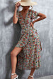 Floral  Neck Tied Midi Dress -BazaarBey - www.shopbazaarbey.com