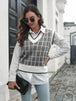 Plaid V-Neck Sweater Vest Trendsi