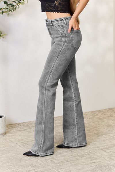 High Waist Slim Flare Jeans Trendsi