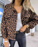 Leopard Raw Hem Denim Jacket Bazaarbey
