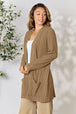 Ribbed Open Front Cardigan with Pockets Bazaarbey