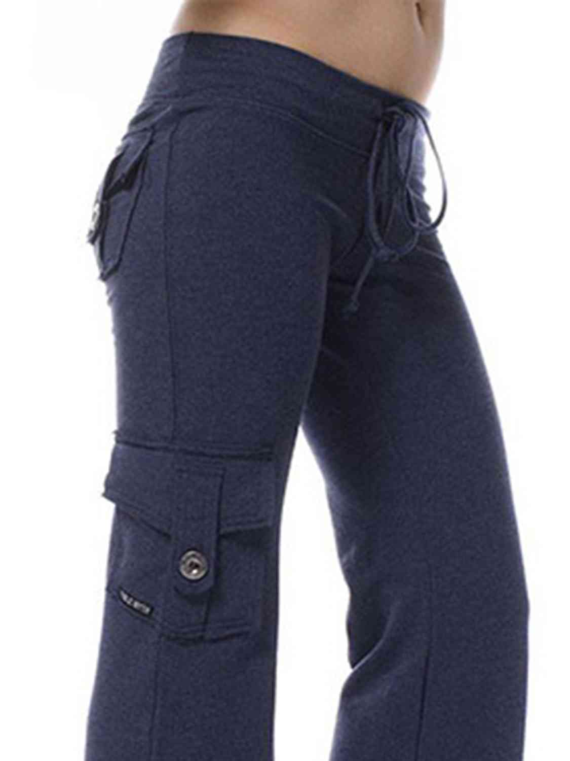 Mid Waist Pants with Pockets Bazaarbey