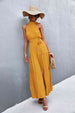 Printed Sleeveless Tie Waist Maxi Dress Bazaarbey