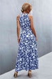 Printed Sleeveless Tie Waist Maxi Dress Bazaarbey