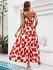Floral Tie Shoulder Top and Tiered Maxi Skirt Set Bazaarbey