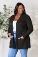 Ribbed Open Front Cardigan with Pockets Bazaarbey