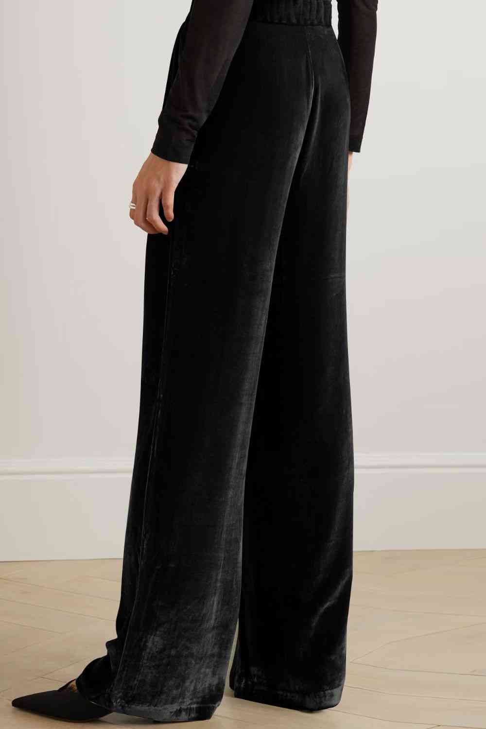Loose Fit High Waist Long Pants with Pockets Bazaarbey