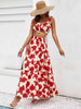 Floral Tie Shoulder Top and Tiered Maxi Skirt Set Bazaarbey