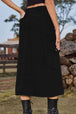 Slit Front Midi Denim Skirt with Pockets Trendsi