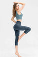 Wide Waistband Cropped Active Leggings with Pockets Bazaarbey