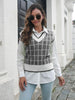 Plaid V-Neck Sweater Vest Trendsi