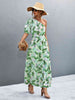 Printed Tie Waist One Shoulder Maxi Dress Bazaarbey