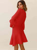 Round Neck Lantern Sleeve Sweater Dress Bazaarbey