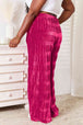 High Waist Tiered Shirring Velvet Wide Leg Pants Bazaarbey