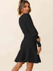 Round Neck Lantern Sleeve Sweater Dress Bazaarbey