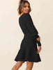 Round Neck Lantern Sleeve Sweater Dress Bazaarbey
