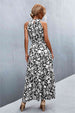 Printed Sleeveless Tie Waist Maxi Dress Bazaarbey