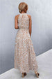 Printed Sleeveless Tie Waist Maxi Dress Bazaarbey