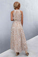 Printed Sleeveless Tie Waist Maxi Dress Bazaarbey