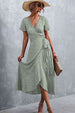 Floral  Neck Tied Midi Dress -BazaarBey - www.shopbazaarbey.com