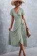 Floral  Neck Tied Midi Dress -BazaarBey - www.shopbazaarbey.com
