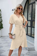 Tie Waist Flutter Sleeve Surplice Dress Bazaarbey