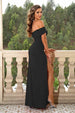 Off-Shoulder Split Maxi Dress Bazaarbey